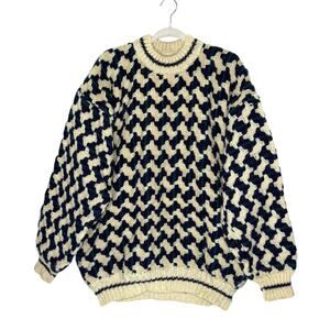 Vintage Del Mundo Wool Sweater OS Unisex Ecuadorian Chunky Houndstooth